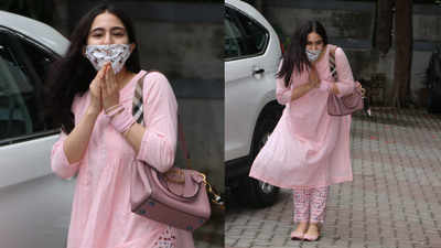 Sara Ali Khan says 'Mera Namaste famous hogaya' as she greets paparazzi outside Aanand L Rai's office