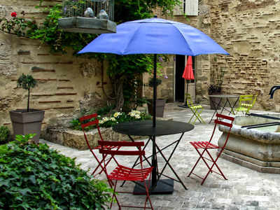 Create a relaxing outdoor retreat with colourful patio umbrellas