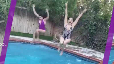 Sunny Leone takes a dip into the pool with her friend, shares a fun boomerang video!