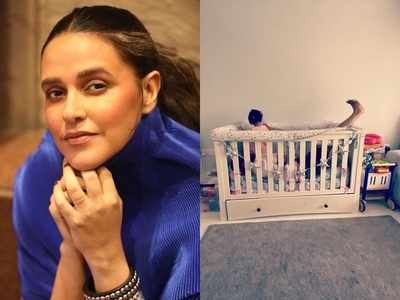 Neha Dhupia clicks hubby Angad Bedi taking up the entire space on daughter Mehr's bed; says, 'I hear you baby girl'
