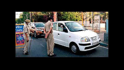Vehicles from Surat being checked at Ahmedabad entry points