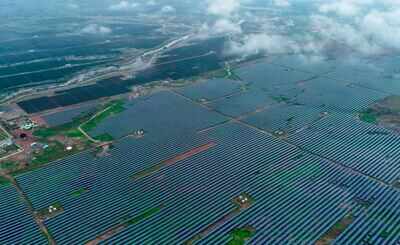 A view of 750 MW Solar Power Plant Project, inaugurated by Prime Minister Narendra Modi via video conferencing, in Rewa. (PTI)