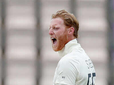 Ben Stokes celebrates the dismissal of Kraigg Brathwaite at the Ageas Bowl in Southampton. (AP Photo)