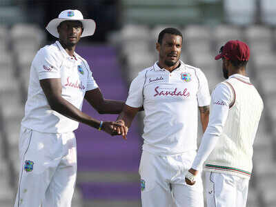Jason Holder and Shannon Gabriel. (AP Photo)