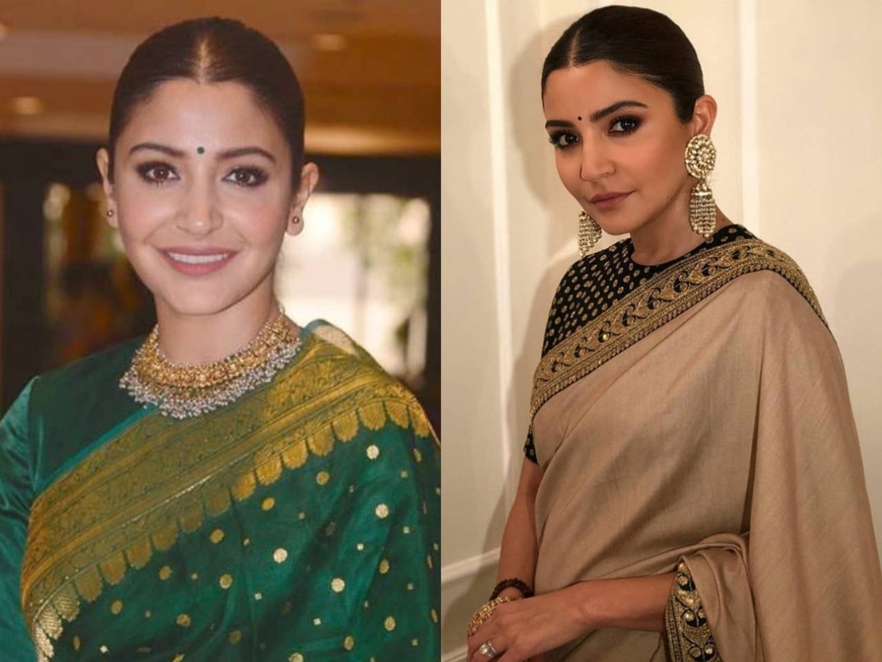 This is Anushka Sharma's go-to hairstyle for saris - Times of India