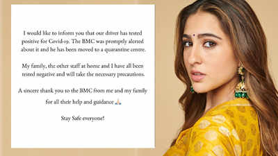 Now, Sara Ali Khan's driver tests positive for COVID-19, actress says family members are safe