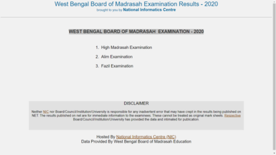 West Bengal Madrasah Result 2020 Announced - Times Of India