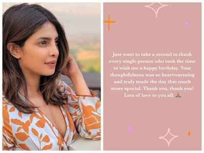 Priyanka Chopra thanks everyone who wished her on birthday; says 'truly made the day that much more special'