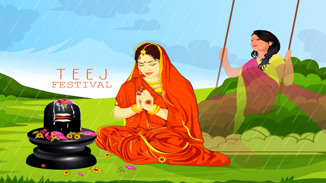 Premium Vector | Happy hariyali teej festival card