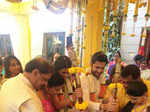 Inside pictures of Telugu actor Nithiin and Shalini's Mehendi and Sangeet ceremony