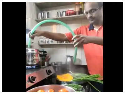 Watch: Man uses pressure cooker steam to sterilise vegetables, video goes viral