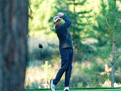 Arjun Atwal plays his shot during the first round of the Barracuda Championship at Old Greenwood. (USA TODAY Sports)