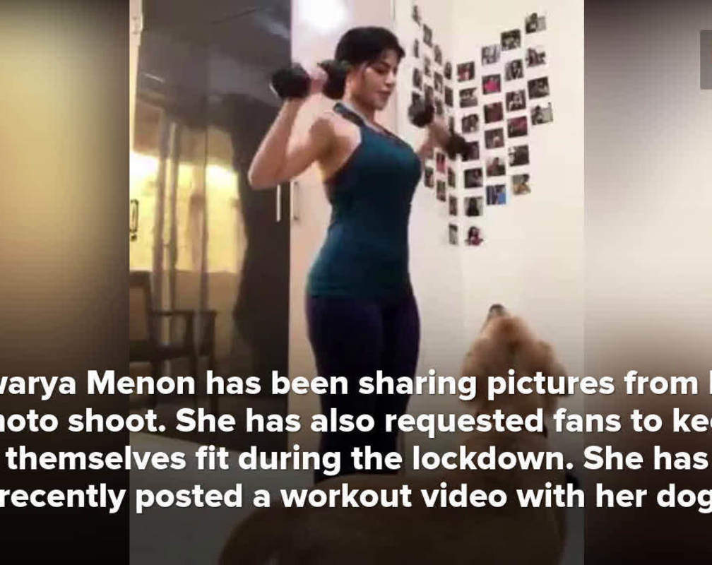 
Iswarya Menon posts a video working out with her pet
