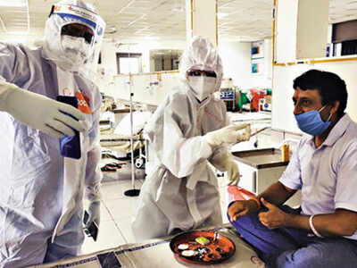 The staff and patients at 1,200-bed Covid Hospital celebrated Rakshabandhan on Sunday. The doctors and nurses got patients to video call their sisters/ brothers and celebrate the festival virtually