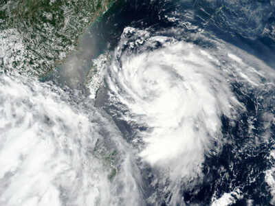 Satellite image released by NASA shows Typhoon Hagupit approaching Taiwan, center left (AP)