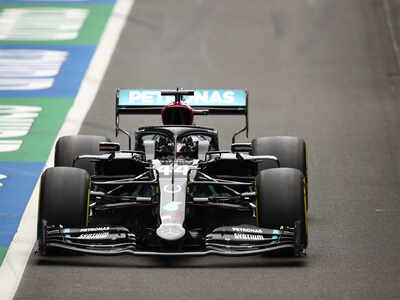 Mercedes driver Lewis Hamilton of Britain steers his car during the second practice session. (AP Photo)