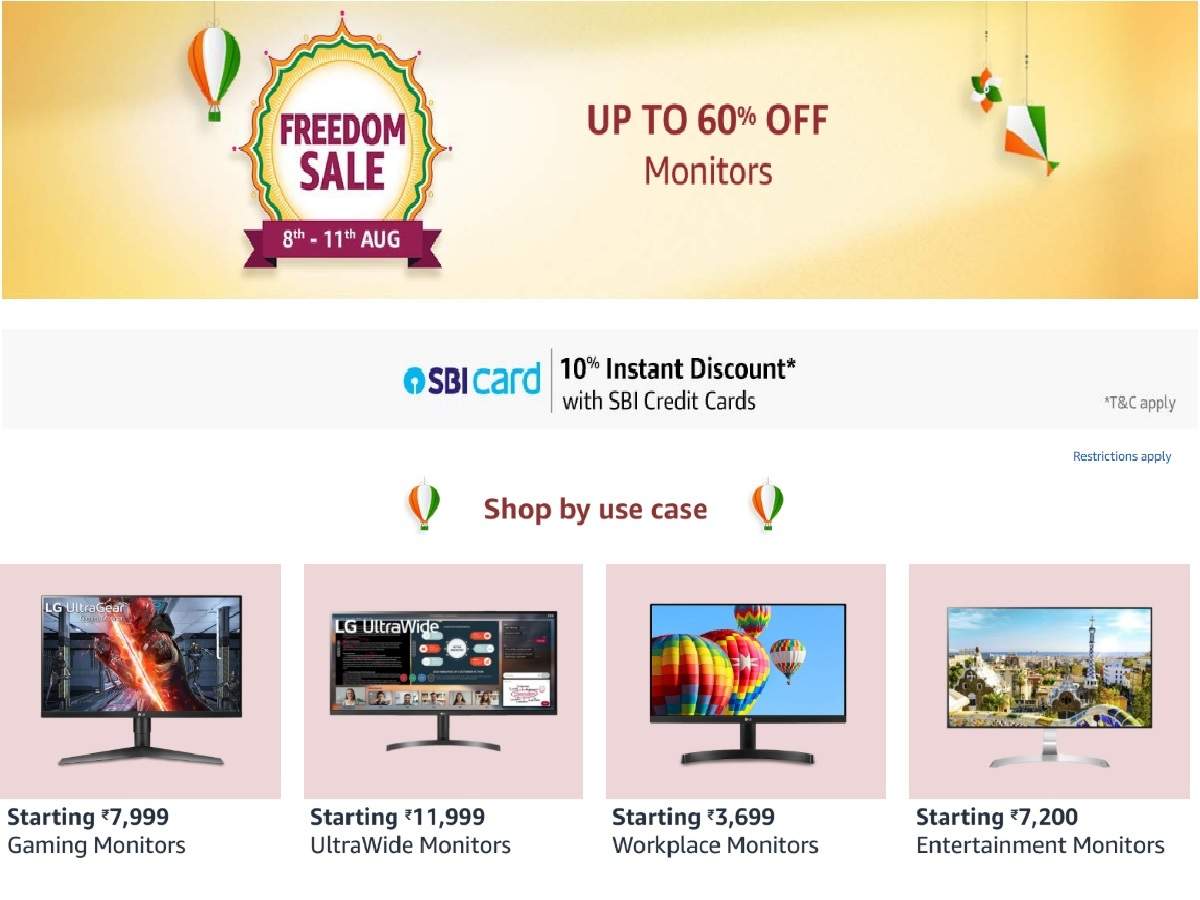 Amazon Freedom Sale Offers Up To 60 Off On Monitors From Samsung Lg Benq And More Most Searched Products Times Of India