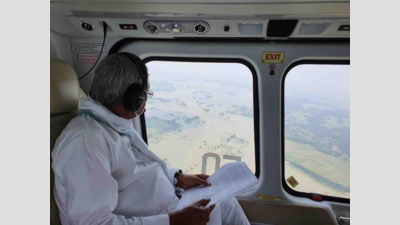 CM Nitish Kumar undertakes aerial survey of flood-affected areas in north Bihar districts