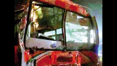 UP: Driver killed, 30 injured as bus hits truck