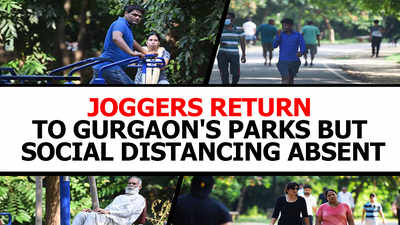 Joggers return to Gurgaon's parks but social distancing absent