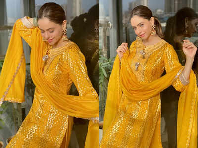 Aamna Sharif's mango gold salwar kameez should be a part of your wedding trousseau