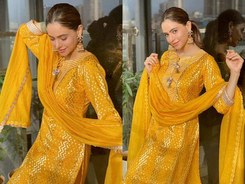 yellow and golden salwar suit