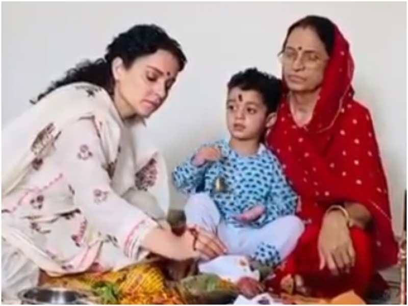 Kangana Ranaut's mother organises a pooja at home for her daughter's safety; watch video | Hindi Movie News - Times of India