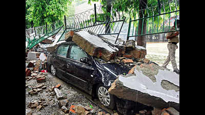 Several cars dented as boundary wall of school in Delhi's Saket crumbles