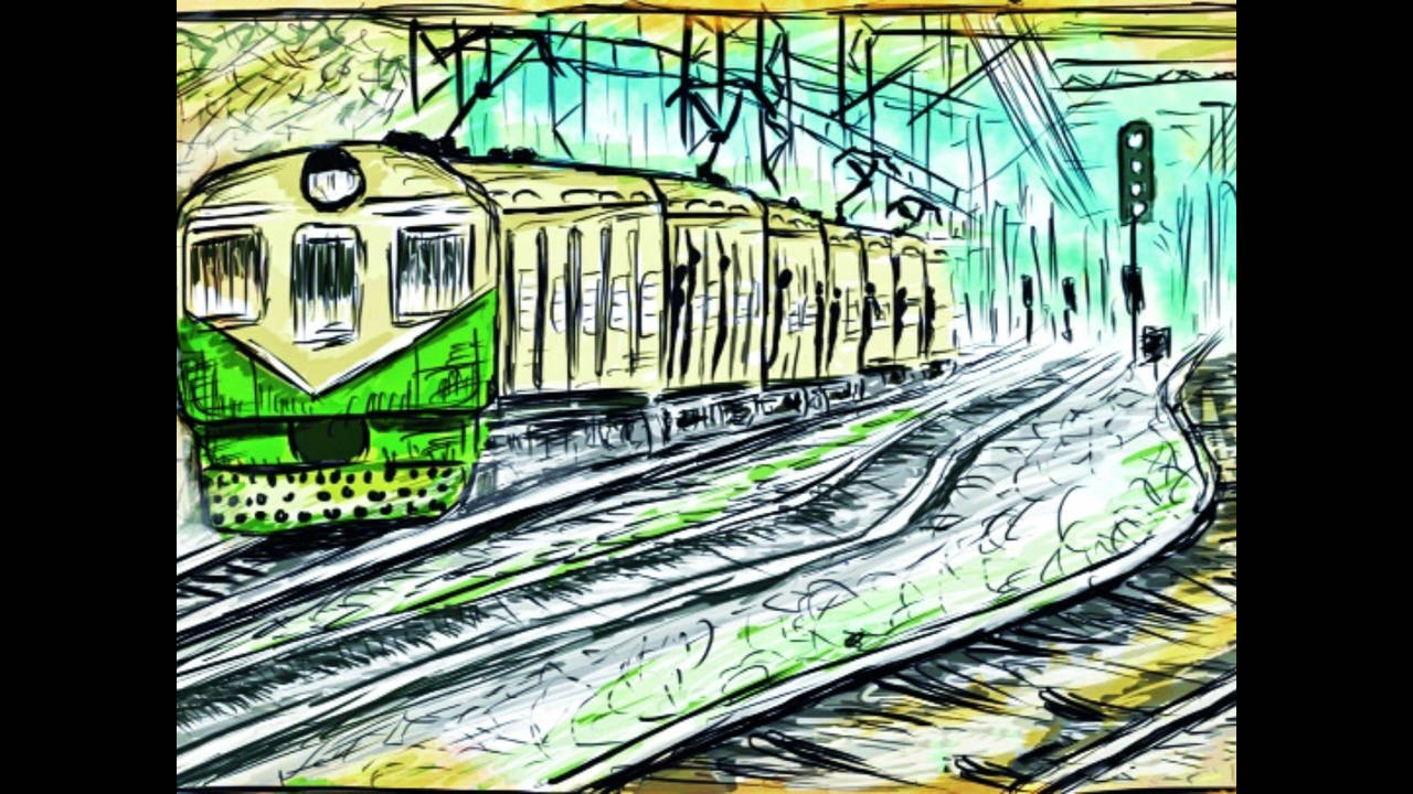 MY FIRST DRAWING AC LOCAL TRAIN AND DC LOCAL TRAIN DRAWING - YouTube