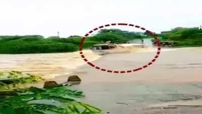 Watch: Truck falls into raging river in Rajasthan as driver tries to cross over
