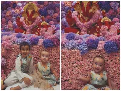 Aayush Sharma shares adorable photos of Ahil Sharma and Ayat celebrating Ganesh Chaturthi