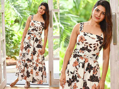 Samantha Akkineni (@samantharuthprabhuoffl) adorns our Canva Fluid Maxi  Dress 🔸🔹 Shop now at PankajAndNidhi.com via link in bio…