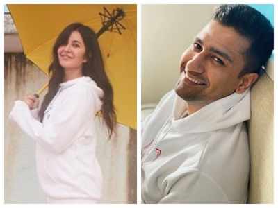 Amidst dating rumours, Katrina Kaif and Vicky Kaushal share pictures in a similar white hoodie