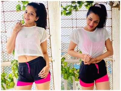 Monalisa raises the temperature with her stunning gym attire