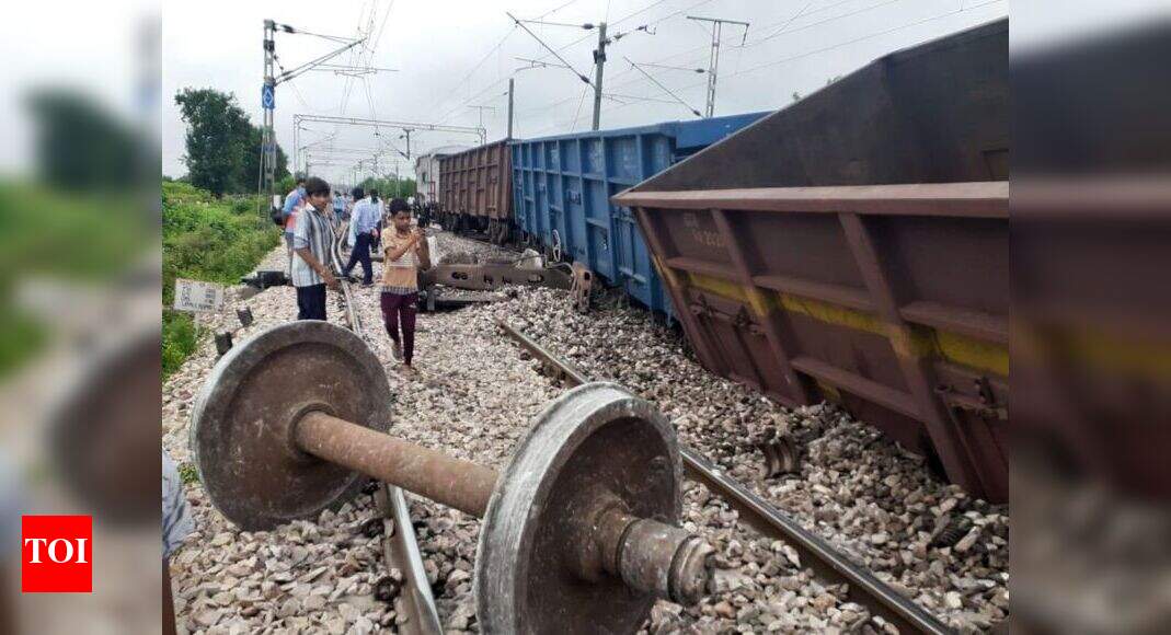 UP Ghaziabadbound goods train derails in Mathura district Agra News Times of India