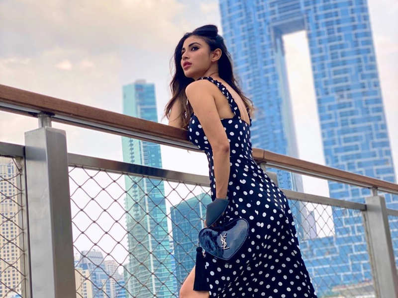 Mouni Roy looks stunning in a polka-dot dress - Times of India