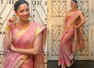 We are in love with Ankita Lokhande's pink and gold sari look
