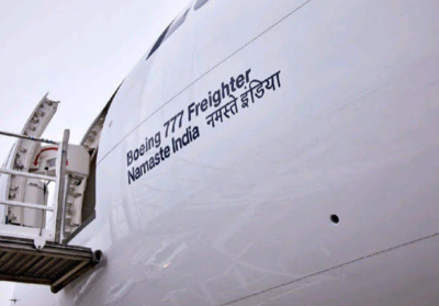 Lufthansa Cargo's brand new Boeing 777 named 'Namaste India'