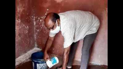 Telangana: With no workers, teacher cleans toilet