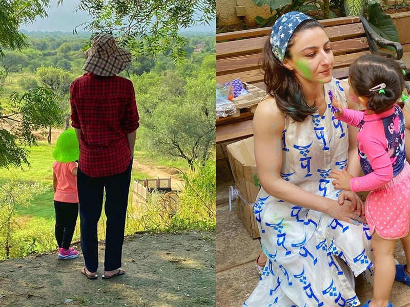 Soha Ali Khan poses with her little munchkin Inaaya with 'the great outdoors'  in the backdrop | Hindi Movie News - Times of India