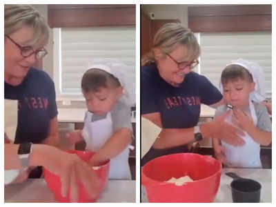 Watch: Video of 2-year-old boy baking with grandma is breaking the internet!