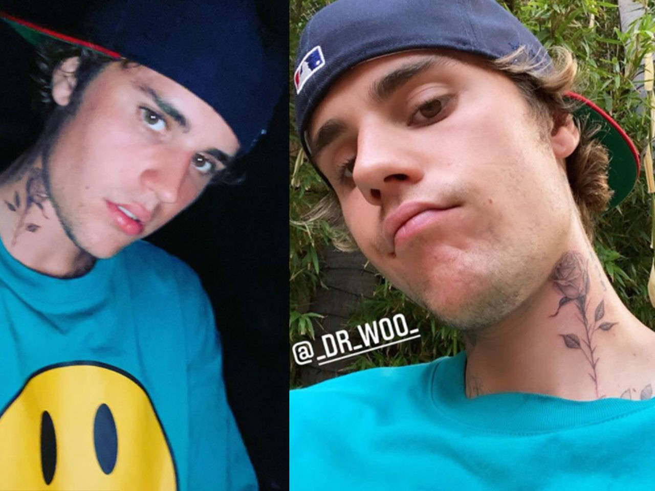 Justin Bieber flaunts new neck tattoo