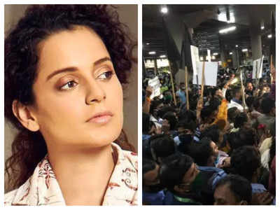 Kangana Ranaut reaches Mumbai, Shiv Sena shout workers slogans against her at the airport