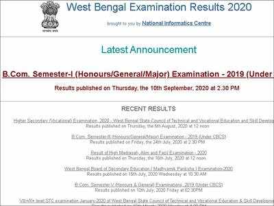 Calcutta University B.Com. Semester-I results 2020 released