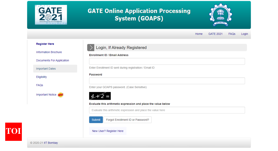 GATE 2021 Registration: GATE 2021 application process begins at gate ...
