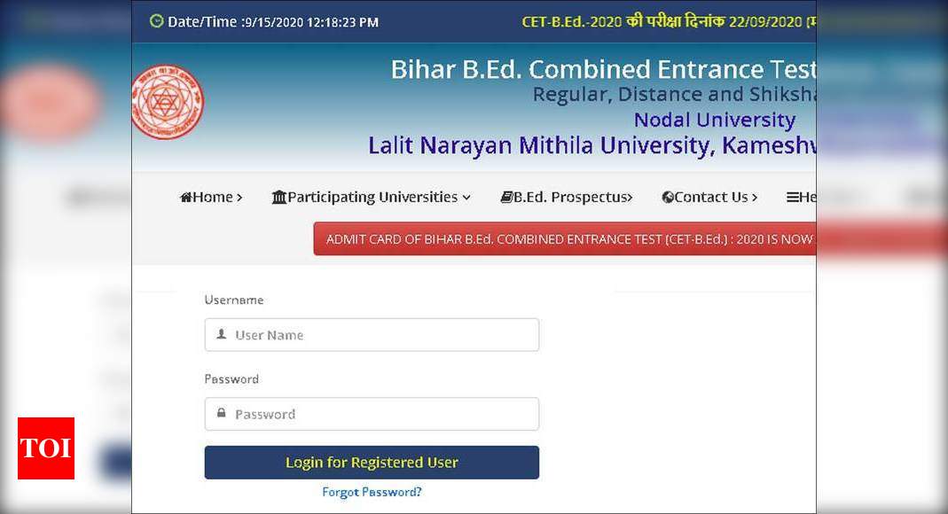 Bihar BEd Admit Card: Bihar CET B.Ed. Admit Card 2020 released, check ...