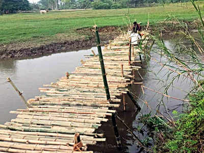 Village head builds bamboo bridge for SSB troopers along Nepal border in UP's Pilibhit