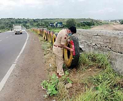 Barriers placed near Khambatki tunnel on Pune-Satara highway