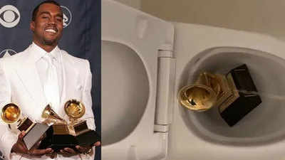 Netizens are shocked after Kanye West shares video 'urinating on' a Grammy Award