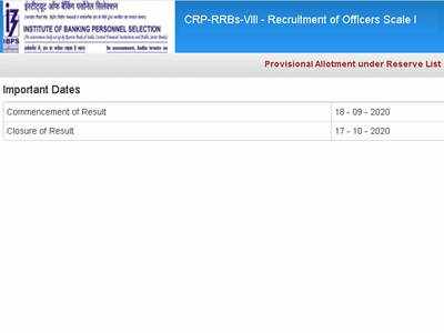 IBPS CRP RRB - VII Office Assistant and Officer Scale -I Provisional Allotment - Reserve List 2020 released, check direct links here
